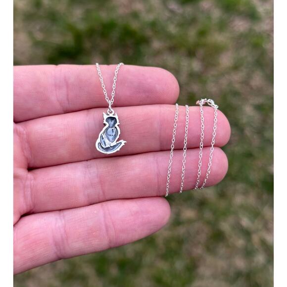 Sterling Silver Dimensional Fox Necklace, Silver Dimensional Fox Necklace - Picture 4 of 4